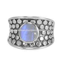 Designer Rainbow Moonstone Gemstone 925 Solid Silver Ring Jewelry